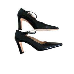 Cavallini Spectator Ankle Strap Shoes High Heels Black 6.5 Italy